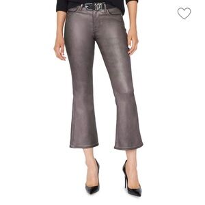 FRAME Le Crop Mini Boot Fit Mid Rise Flared Coated Jeans in Mahogany Size 31 NWT